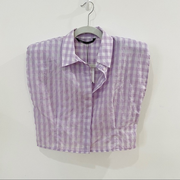 NEW Zara checkered shoulder pad top - Picture 4 of 7
